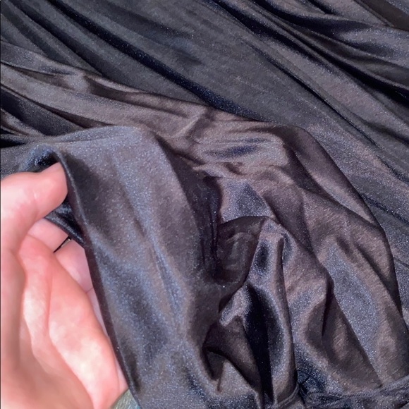 Strapless, black, silky mini dress with sequin top - Picture 3 of 6